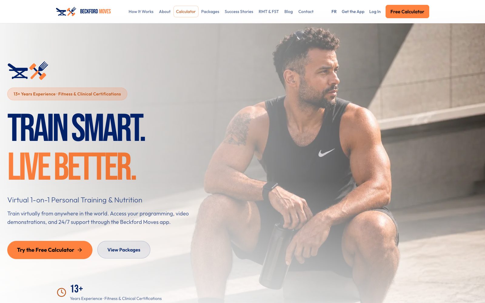 Screenshot of the Beckford Moves homepage for a personal trainer